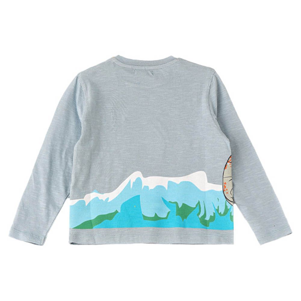 Jam - Printed Knitted Full Sleeve T-Shirt - Blue