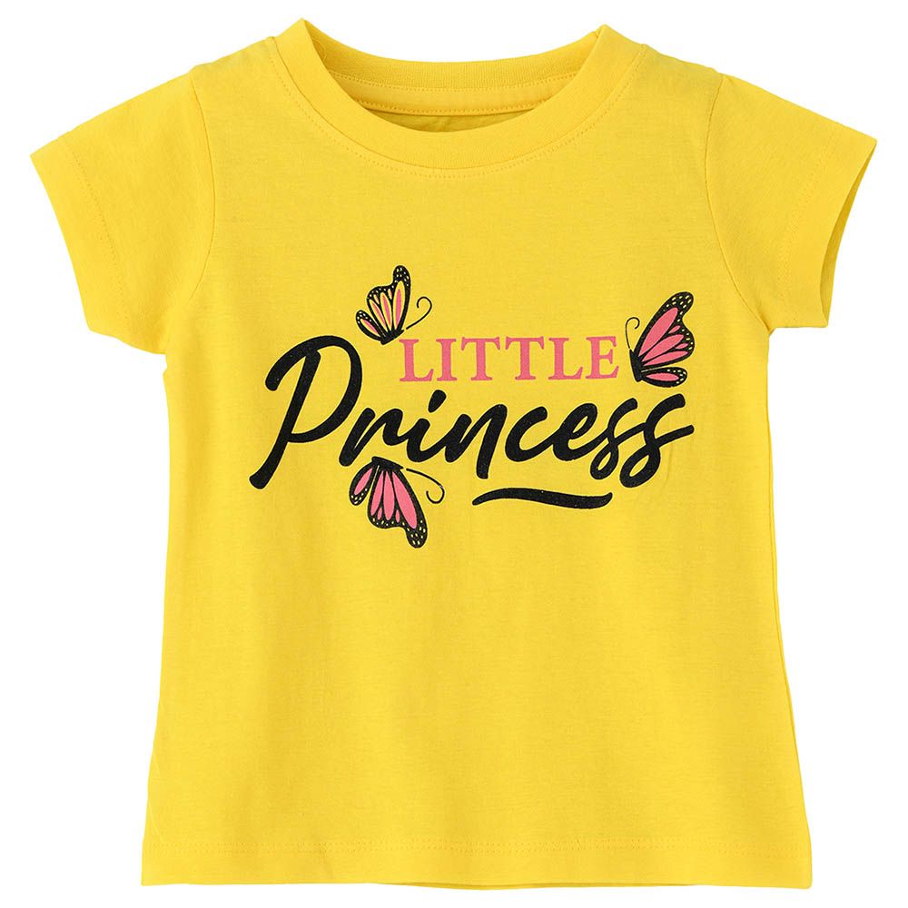 Jelliene - Girls Basic Round Neck Graphic T-Shirt - Yellow