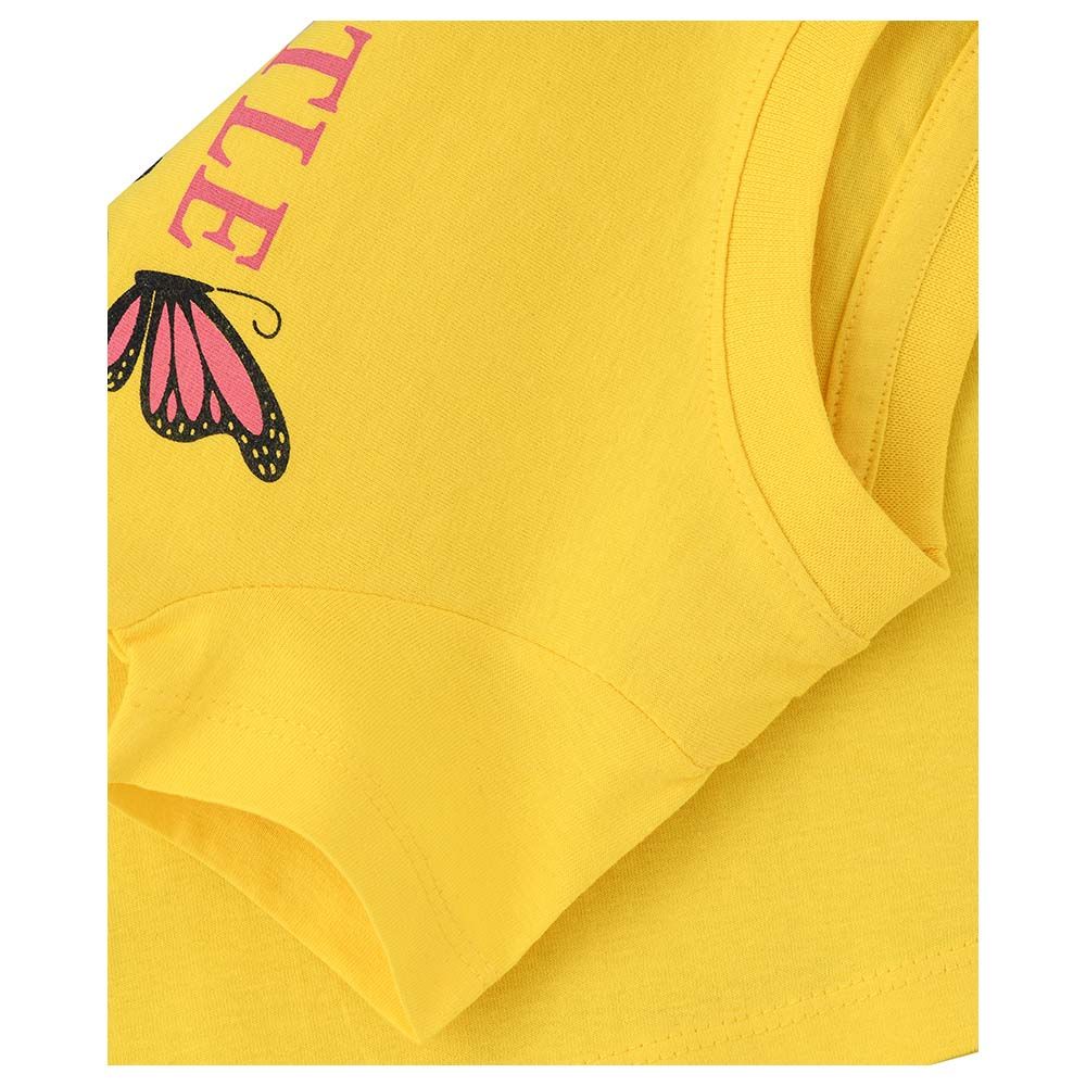 Jelliene - Girls Basic Round Neck Graphic T-Shirt - Yellow