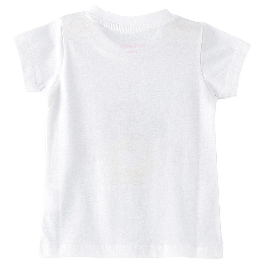 Jelliene - Girls Floral Basic Round Neck Graphic T-Shirt - White