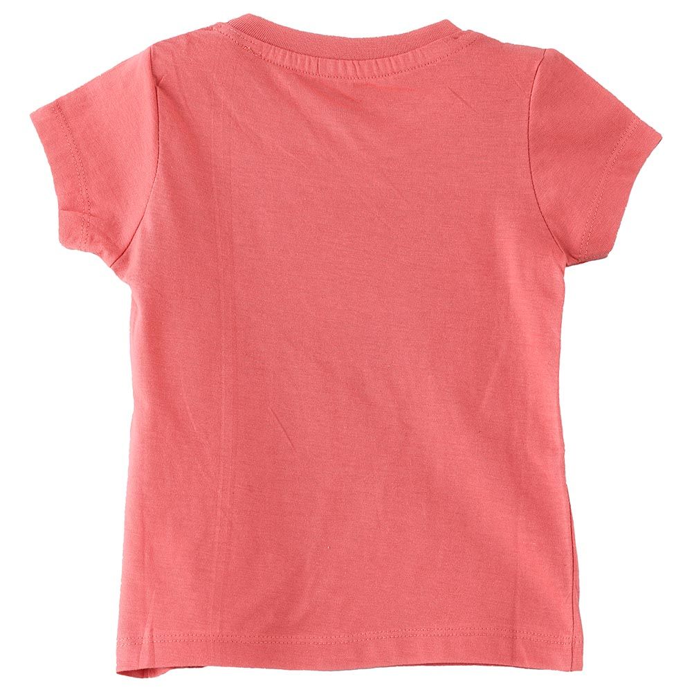 Jelliene - Girls Basic Round Neck Graphic T-Shirt - Coral