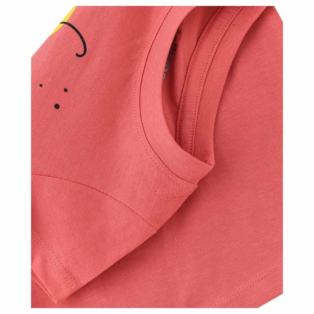 Jelliene - Girls Basic Round Neck Graphic T-Shirt - Coral