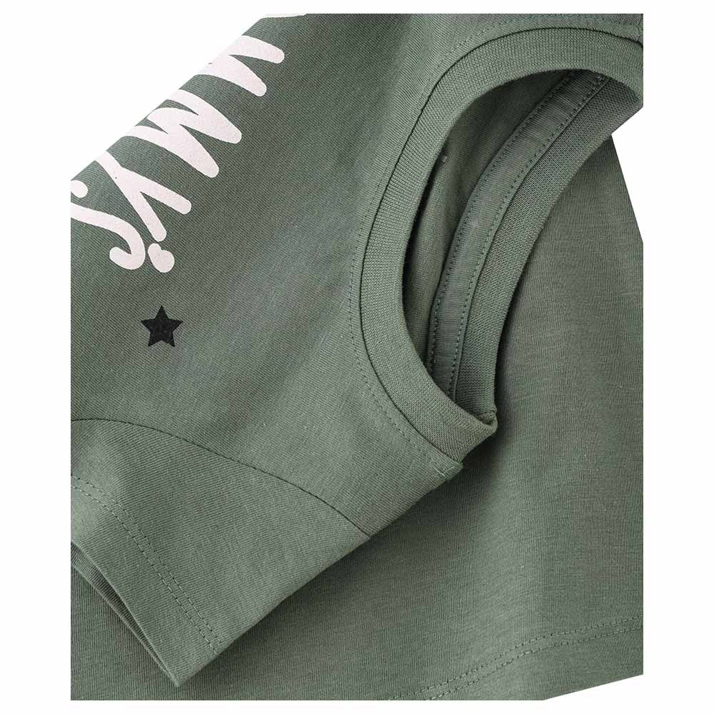 Jelliene - Girls Basic Round Neck Graphic T-Shirt - Olive Green