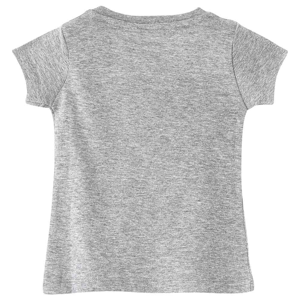 Jelliene - Girls Printed Basic Round Neck Graphic T-Shirt - Grey