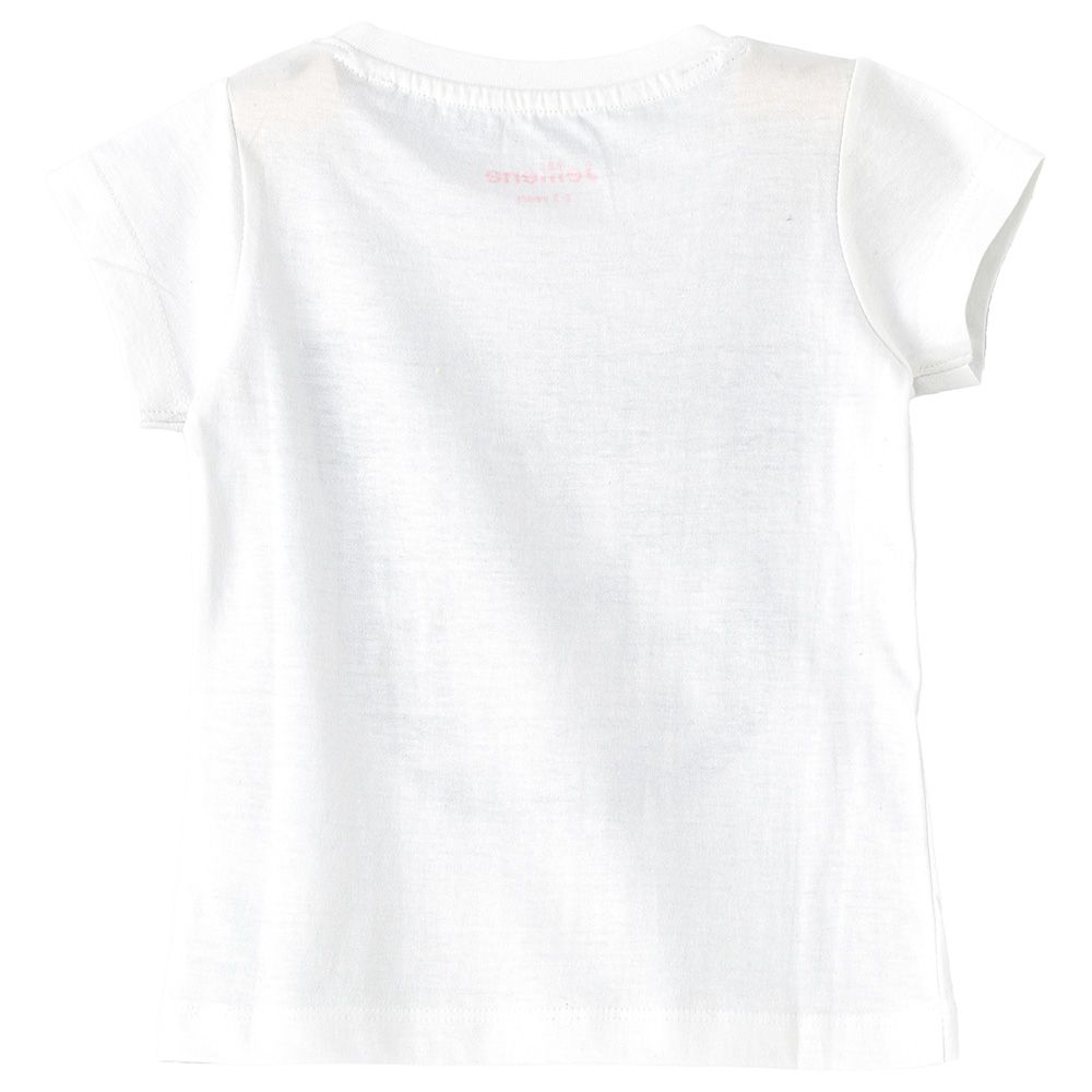 Jelliene - Girls Basic Round Neck Graphic T-Shirt - Bright White