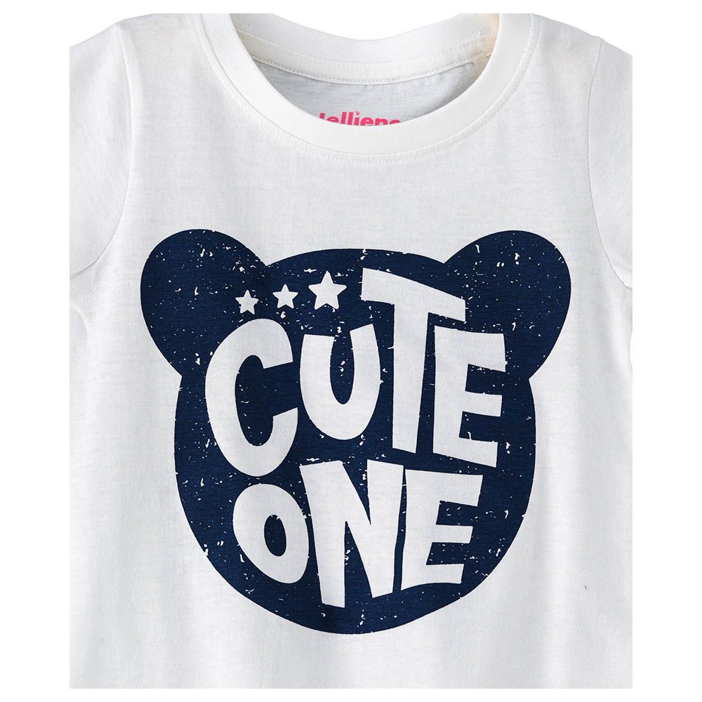 Jelliene - Girls Basic Round Neck Graphic T-Shirt - Bright White