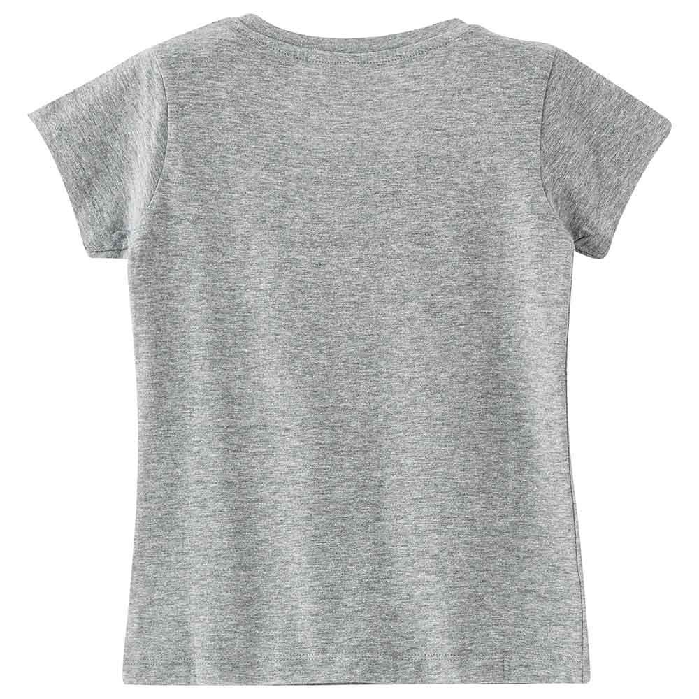 Jelliene - Girls Basic Round Neck Graphic T-Shirt - Light Grey