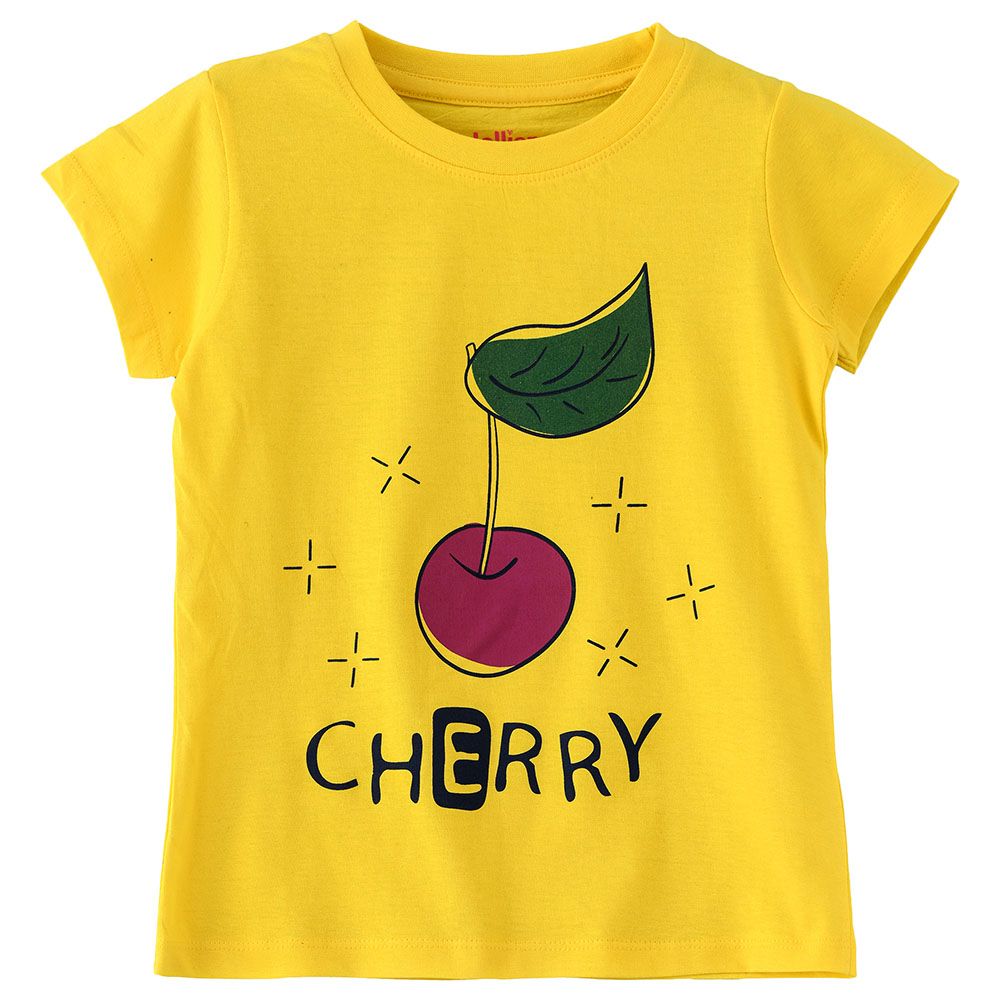 Jelliene - Girls Basic Round Neck Graphic T-Shirt - Bright Yellow