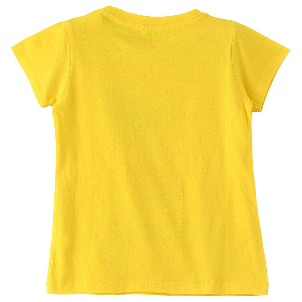 Jelliene - Girls Basic Round Neck Graphic T-Shirt - Bright Yellow