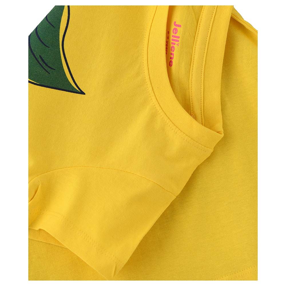 Jelliene - Girls Basic Round Neck Graphic T-Shirt - Bright Yellow