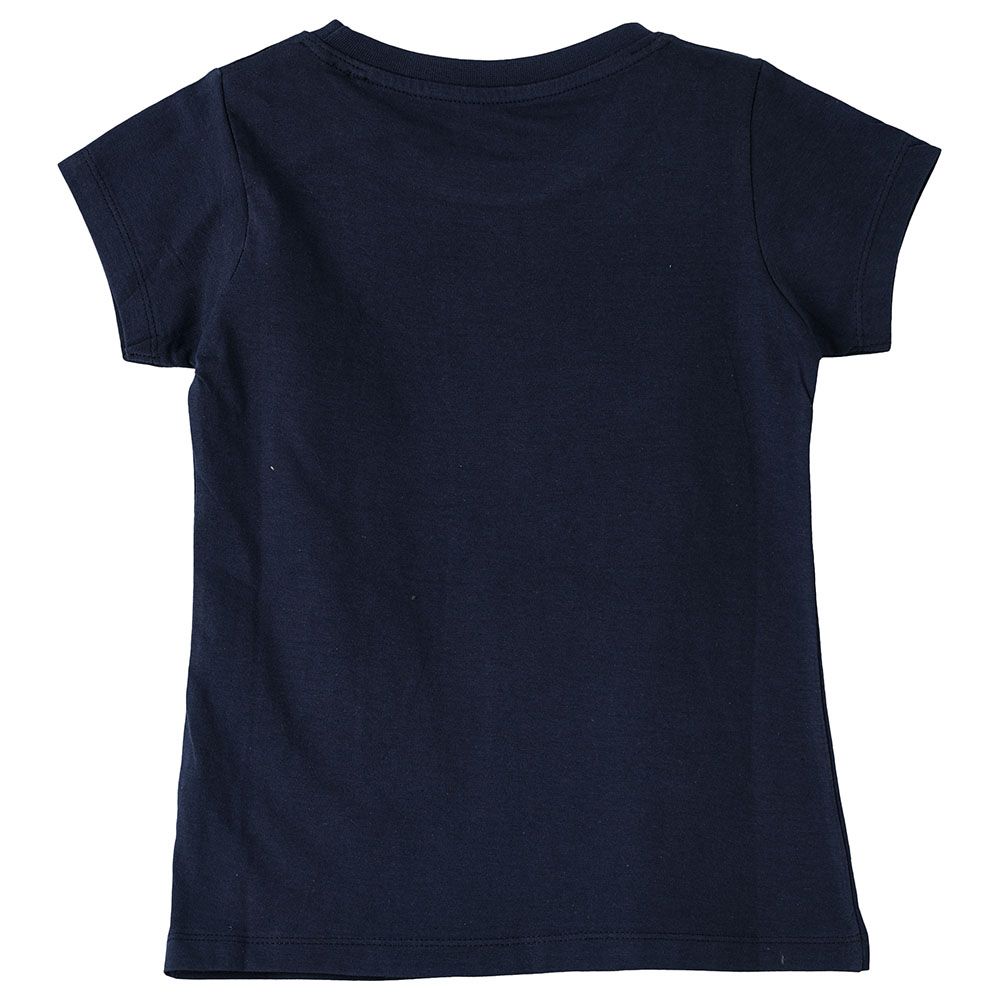 Jelliene - Girls Basic Round Neck Graphic T-Shirt - Navy Blue