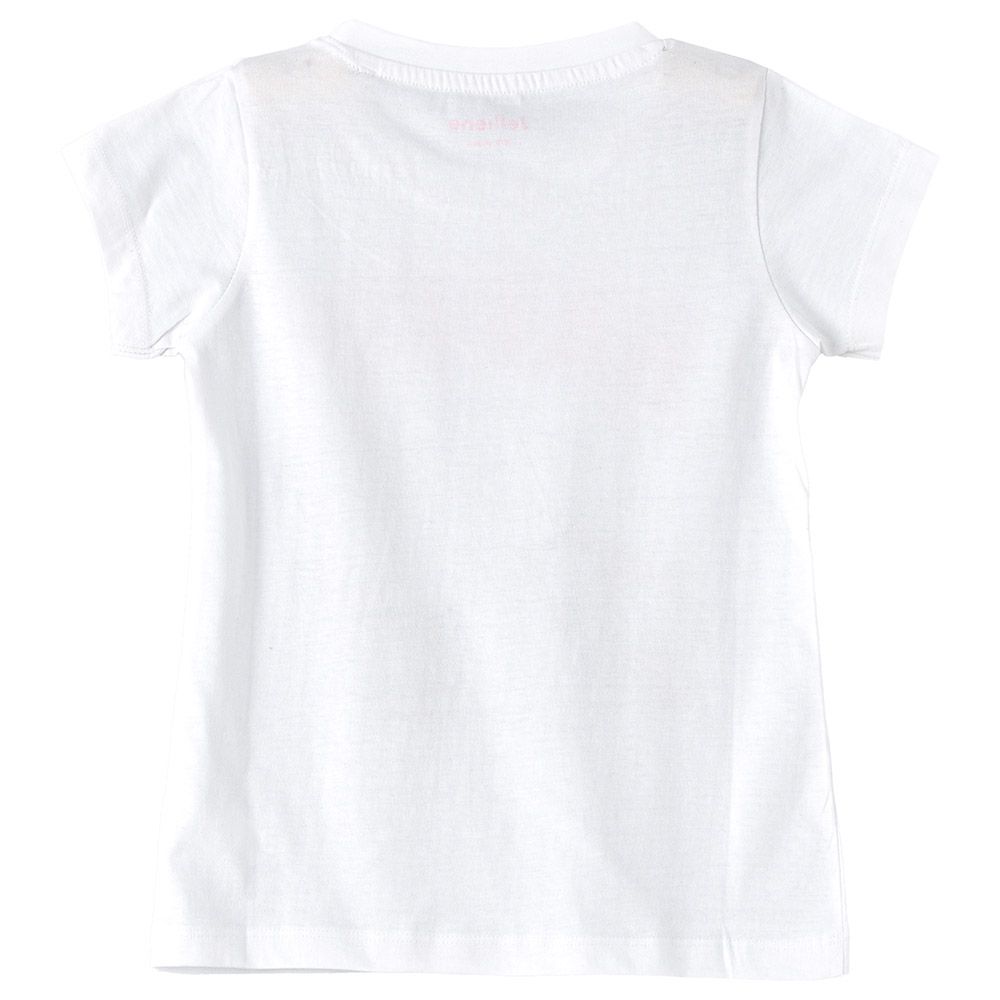 Jelliene - Girls Printed Basic Round Neck Graphic T-Shirt - White