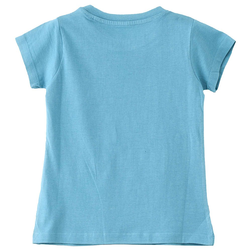 Jelliene - Girls Basic Round Neck Graphic T-Shirt - Blue