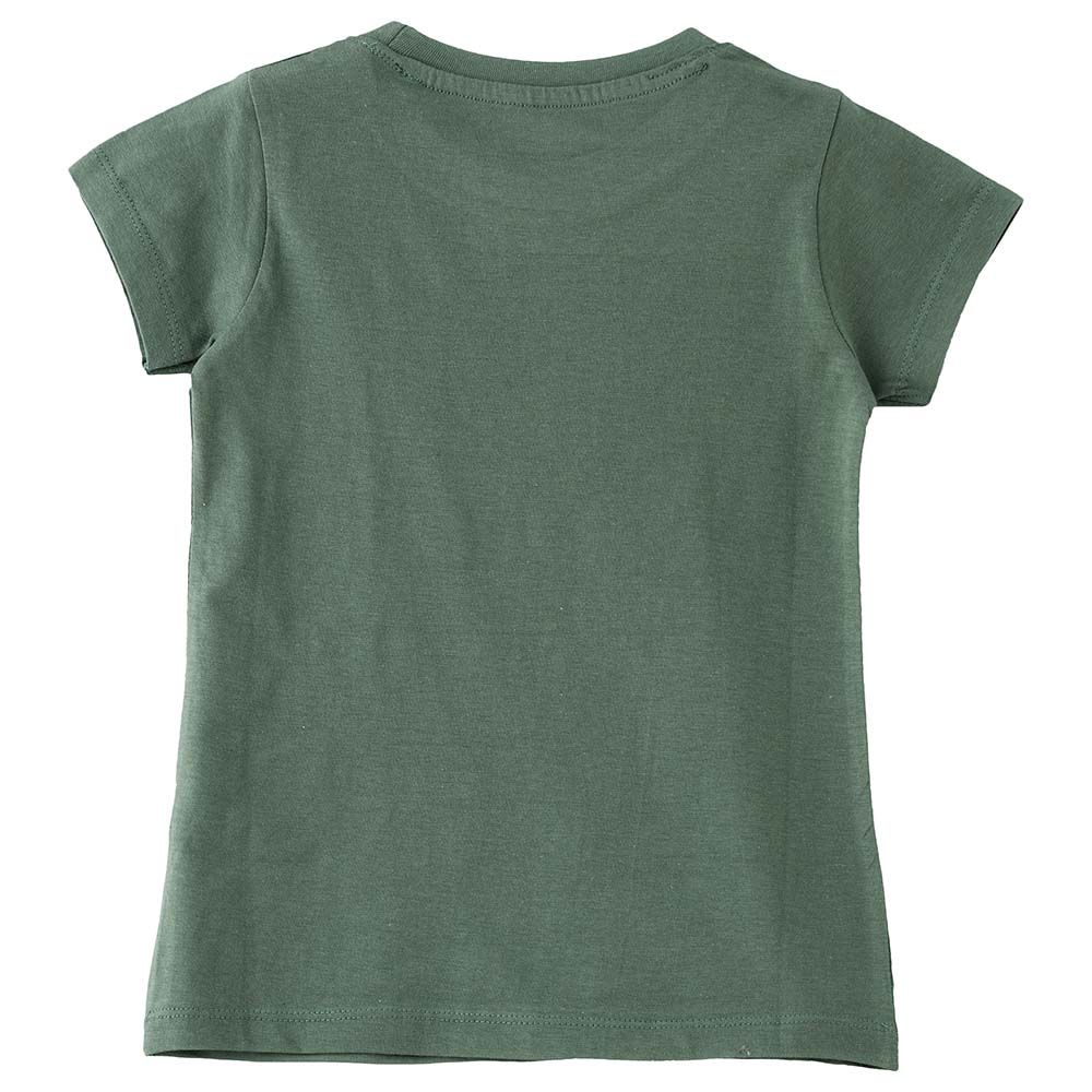 Jelliene - Girls Basic Round Neck Graphic T-Shirt - Olive