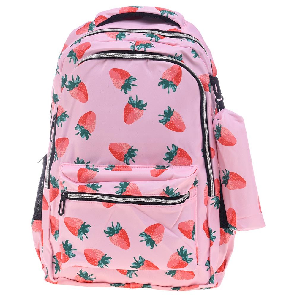 Uniq Kidz - Strawberry Print School Bag 19-inch - Pink