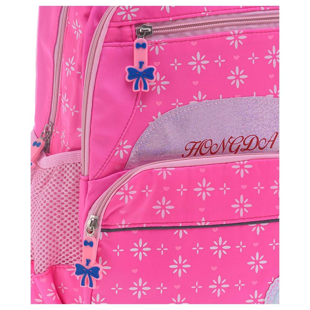 Uniq Kidz - Flower Print School Bag 19-inch - Dark Pink