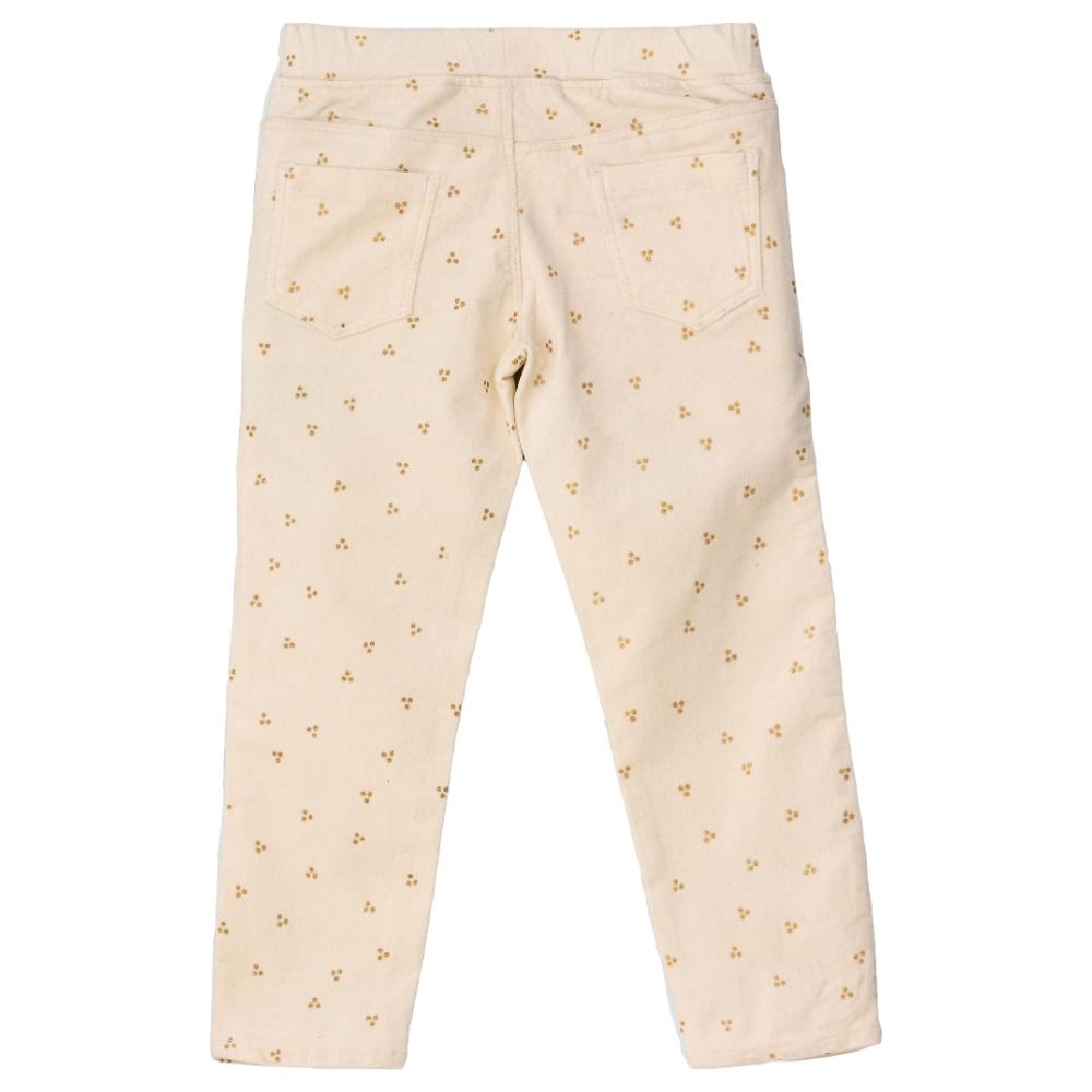 Jelliene - Woven Pull On Pant W/ Glitter - Beige