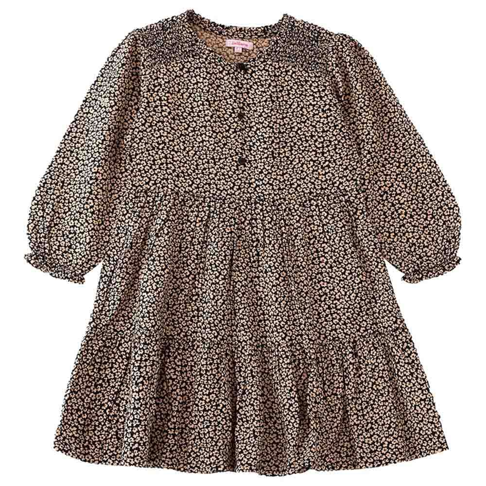 Jelliene - Girls AOP Woven Dress - Dark Brown