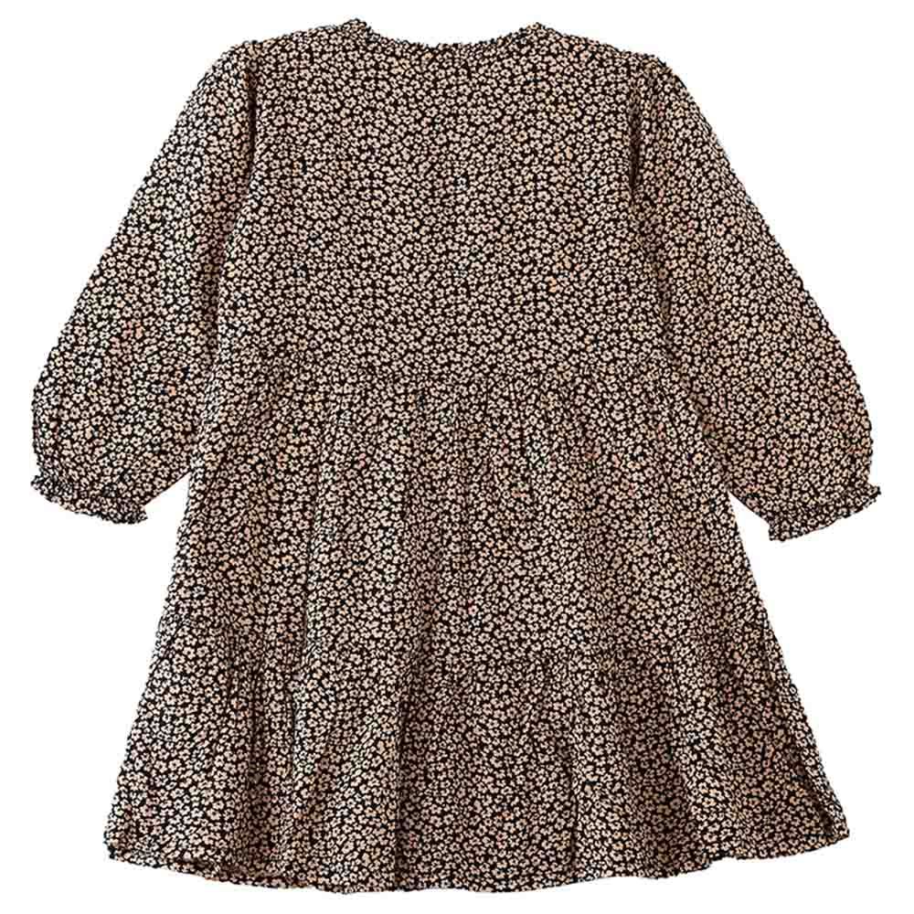 Jelliene - Girls AOP Woven Dress - Dark Brown