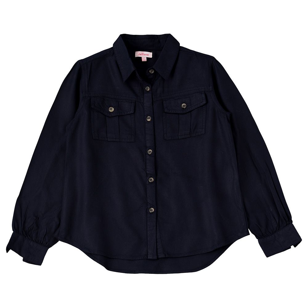 Jelliene - F/Slv Woven Shirt With Pockets At Front - Navy Blue