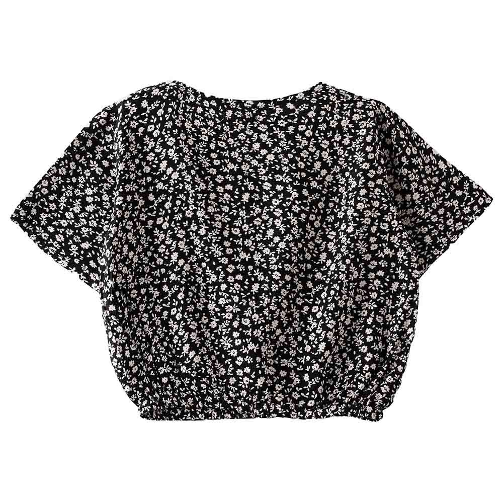 Jelliene - Girls AOP Woven Top - Black