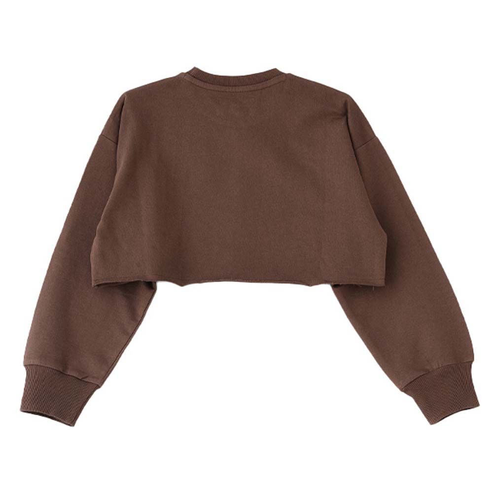 Jelliene - Girls Sweat Crop Top w/ Print - Brown