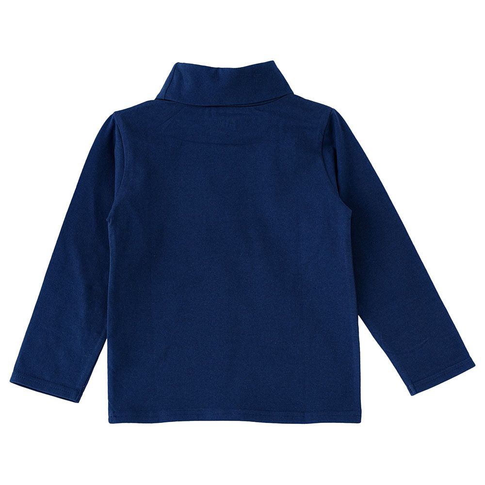 Jam - Boys Basic Solid Turtle Neck T-Shirt - Navy Blue