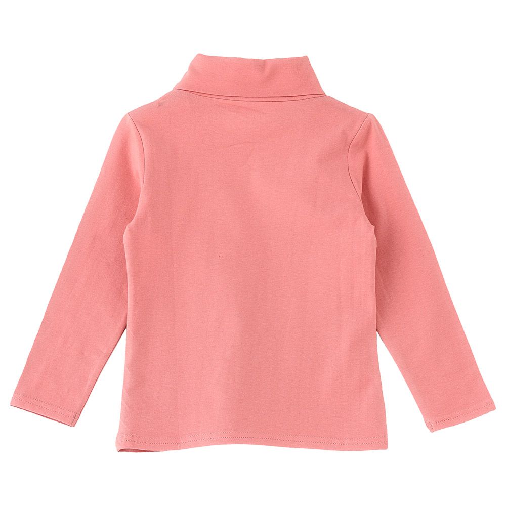 Jelliene - Girls Basic Solid Turtle Neck T-Shirt - Coral Pink