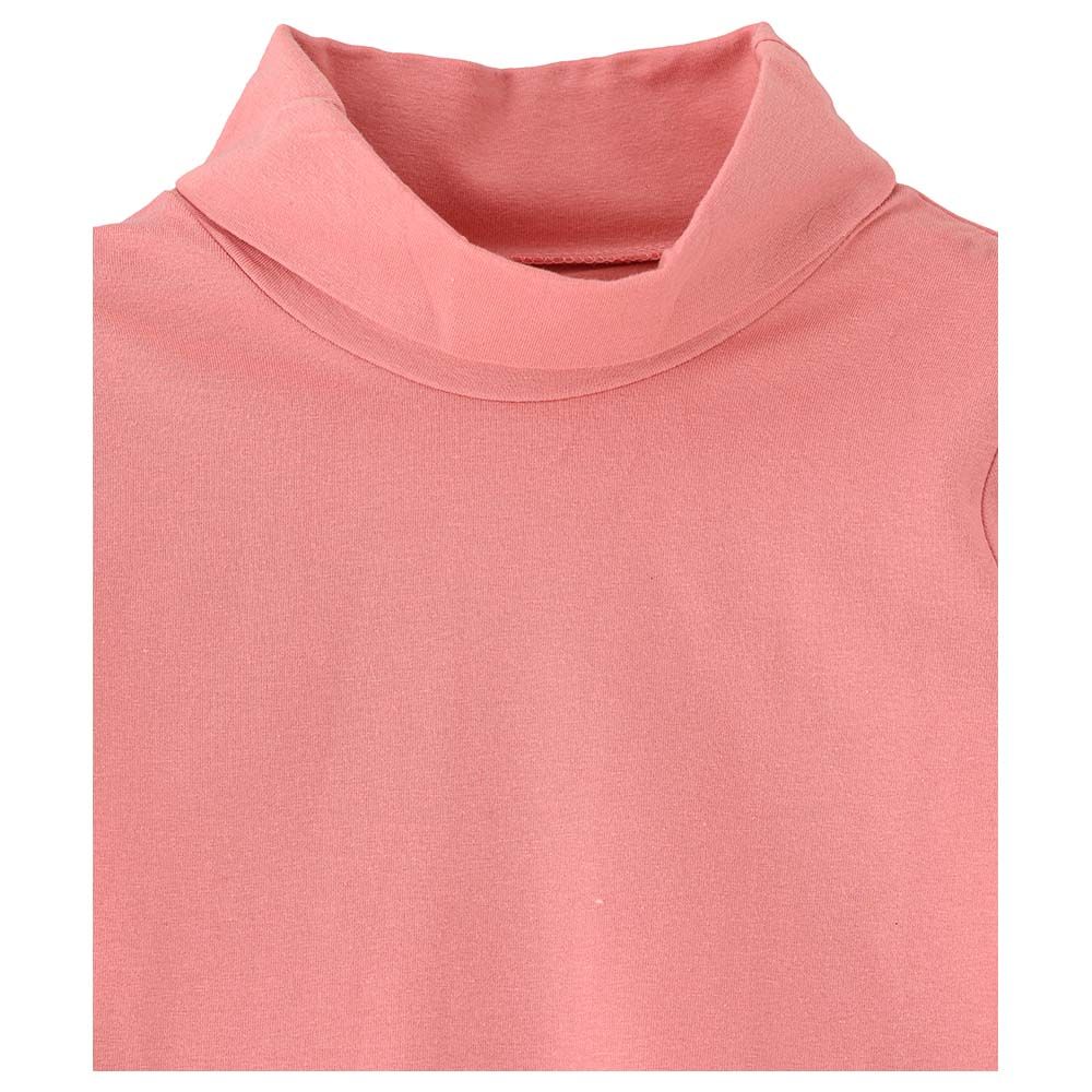 Jelliene - Girls Basic Solid Turtle Neck T-Shirt - Coral Pink