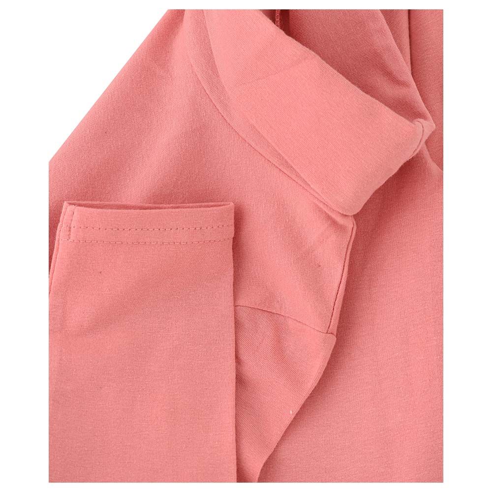 Jelliene - Girls Basic Solid Turtle Neck T-Shirt - Coral Pink