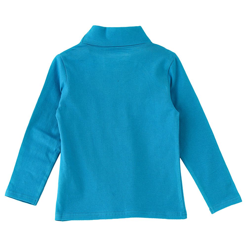 Jelliene - Girls Basic Solid Turtle Neck T-Shirt - Ocean Blue