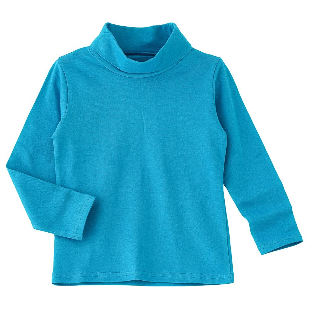 Jelliene - Girls Basic Solid Turtle Neck T-Shirt - Blue