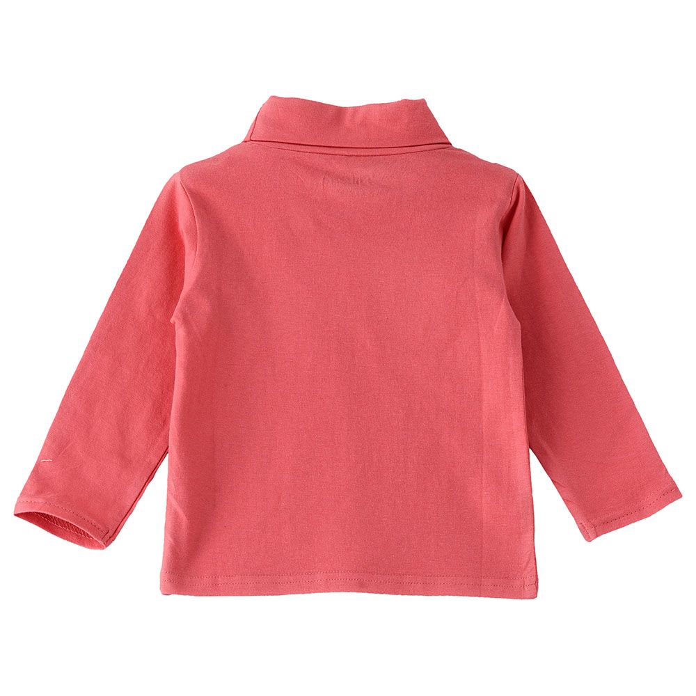 Jelliene - Girls Basic Solid Turtle Neck T-Shirt - Coral