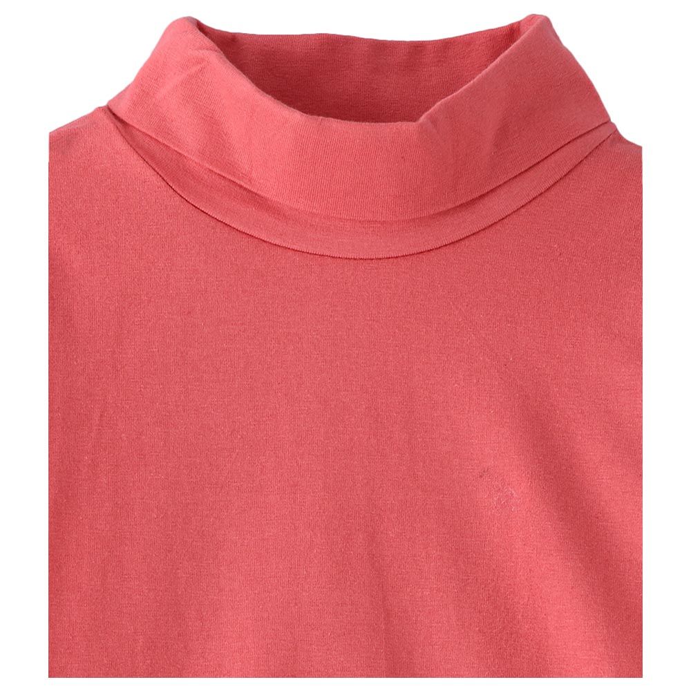 Jelliene - Girls Basic Solid Turtle Neck T-Shirt - Coral