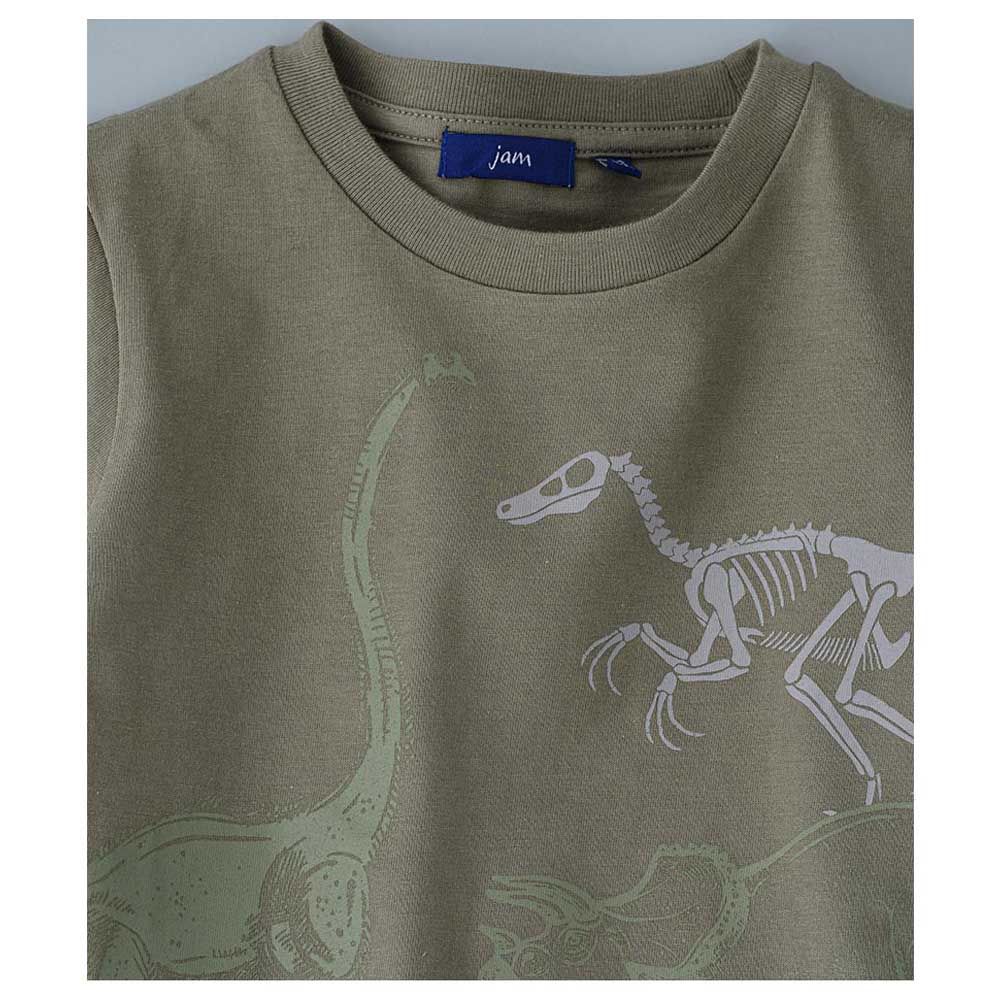 Jam - Dinosaur Print Knit Top - Olive Green