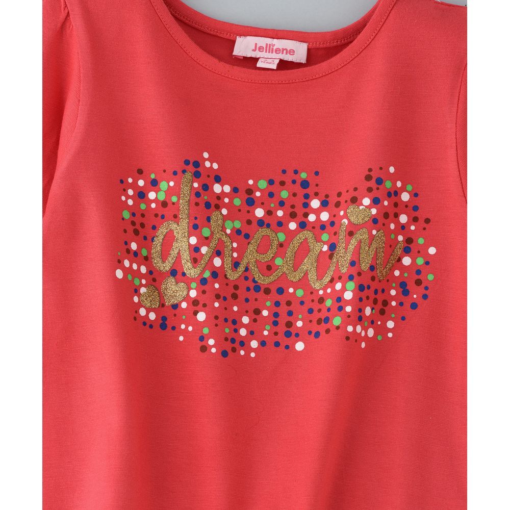 Jelliene - Knit T-Shirt W/ Print At Front - Red