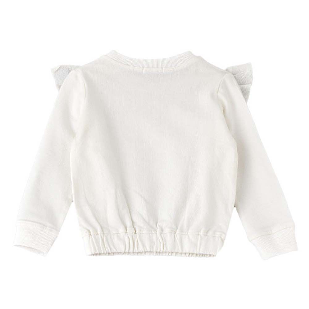 Jelliene - Girls Sweat Top w/ Print & Frill - White