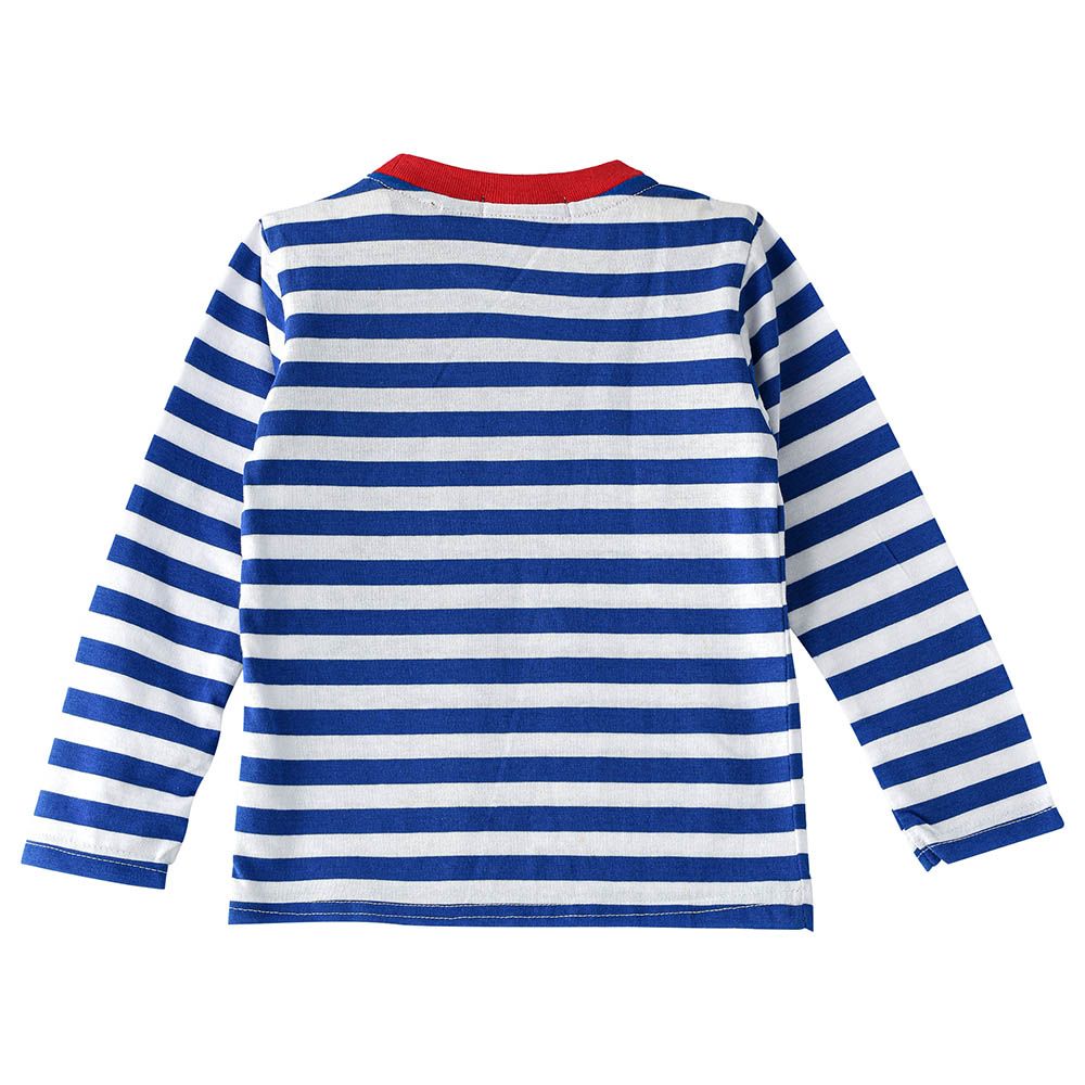 Jam - Striped Knit Full Sleeves Top - Blue