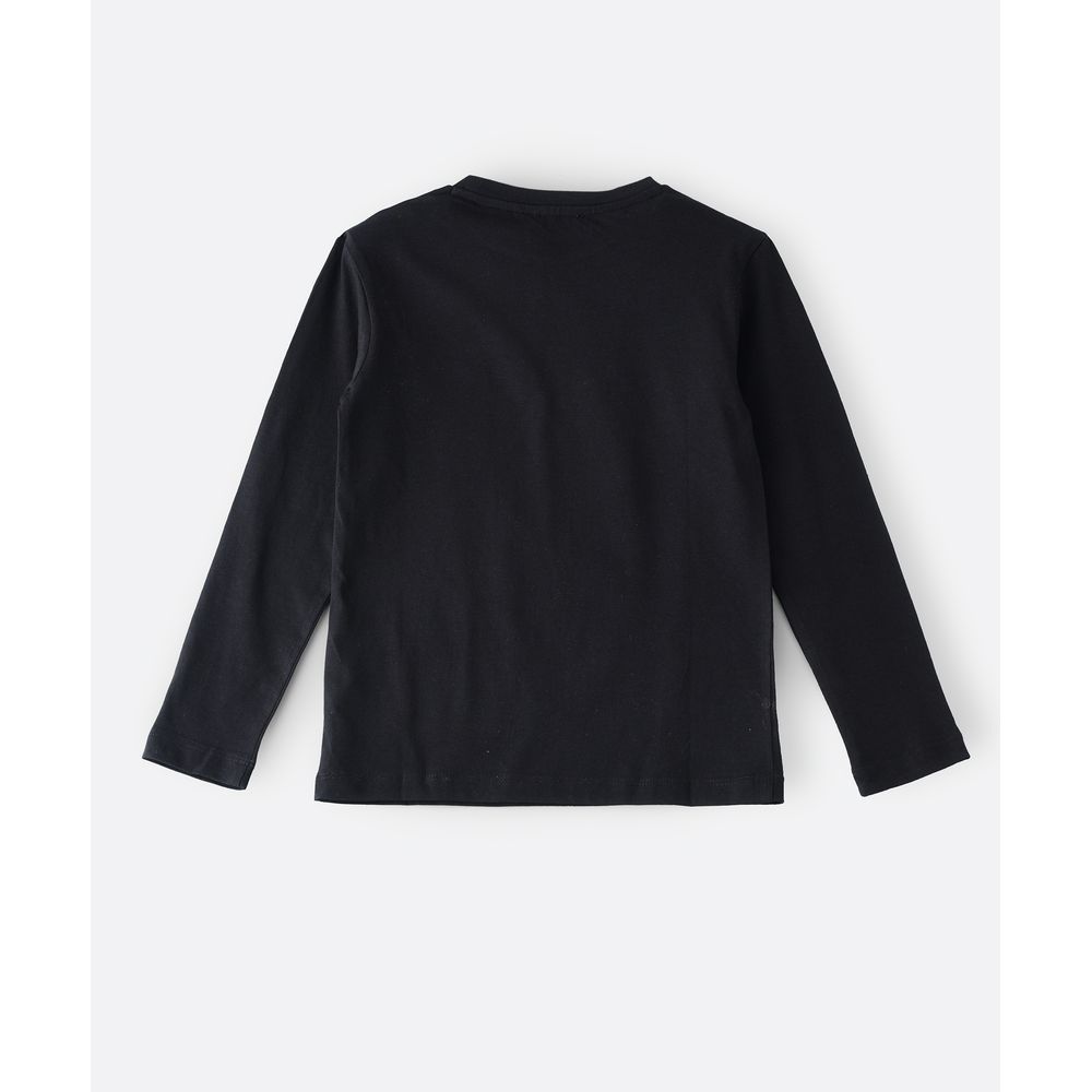 Jam - Knit Full Sleeve T-Shirt W/ Print - Black