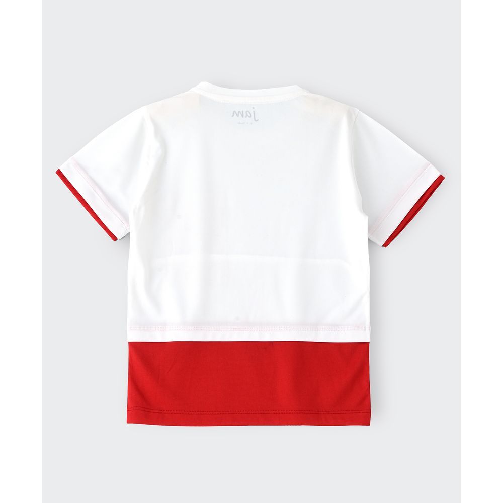 Jam - Knit T-Shirt W/ Pocket At Front - White/Red