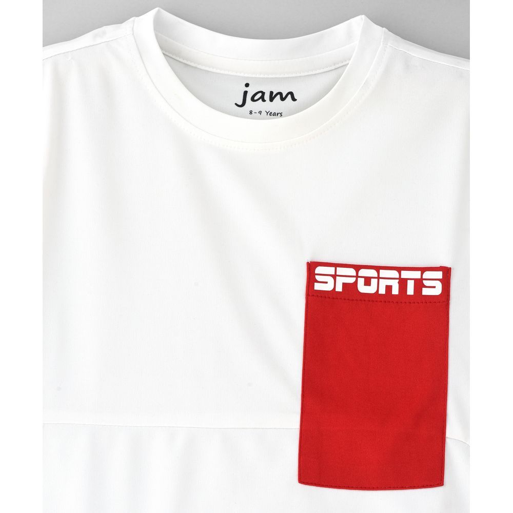 Jam - Knit T-Shirt W/ Pocket At Front - White/Red