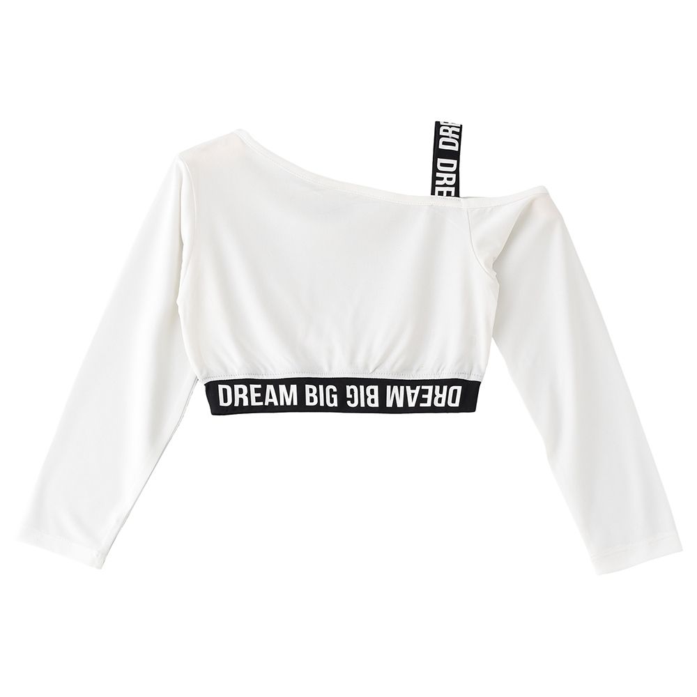 Jelliene - Knit Crop Tee W/ Contrast Elastic - White