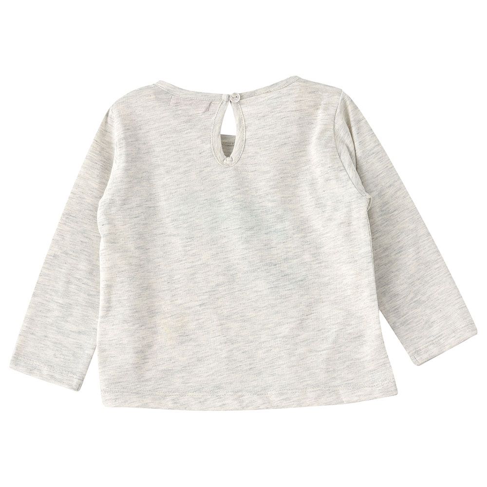 Jelliene - Printed F/Slv Knit T-Shirt - Lt. Grey Melange