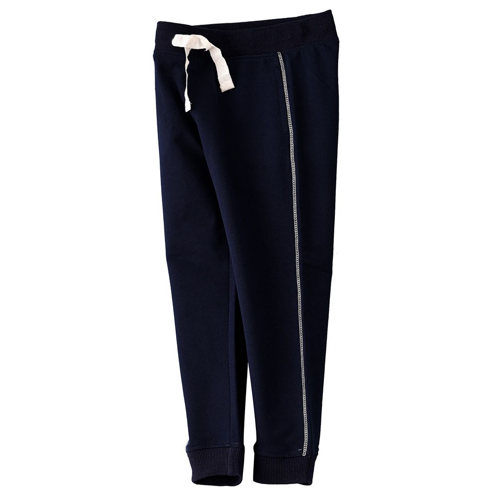 Jelliene - Knit Jogger With Contrast Tape At Side Seam - Navy Blue