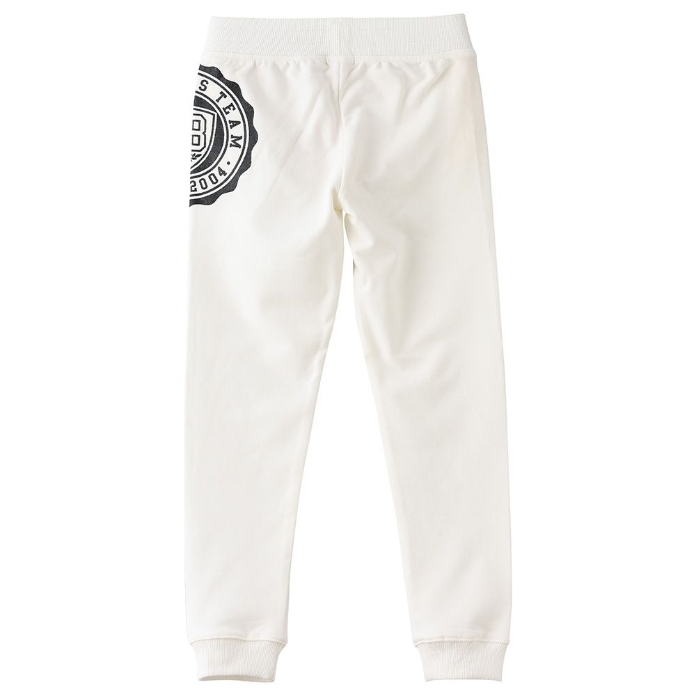 Jelliene - Knit Jogger With Print At Front - White