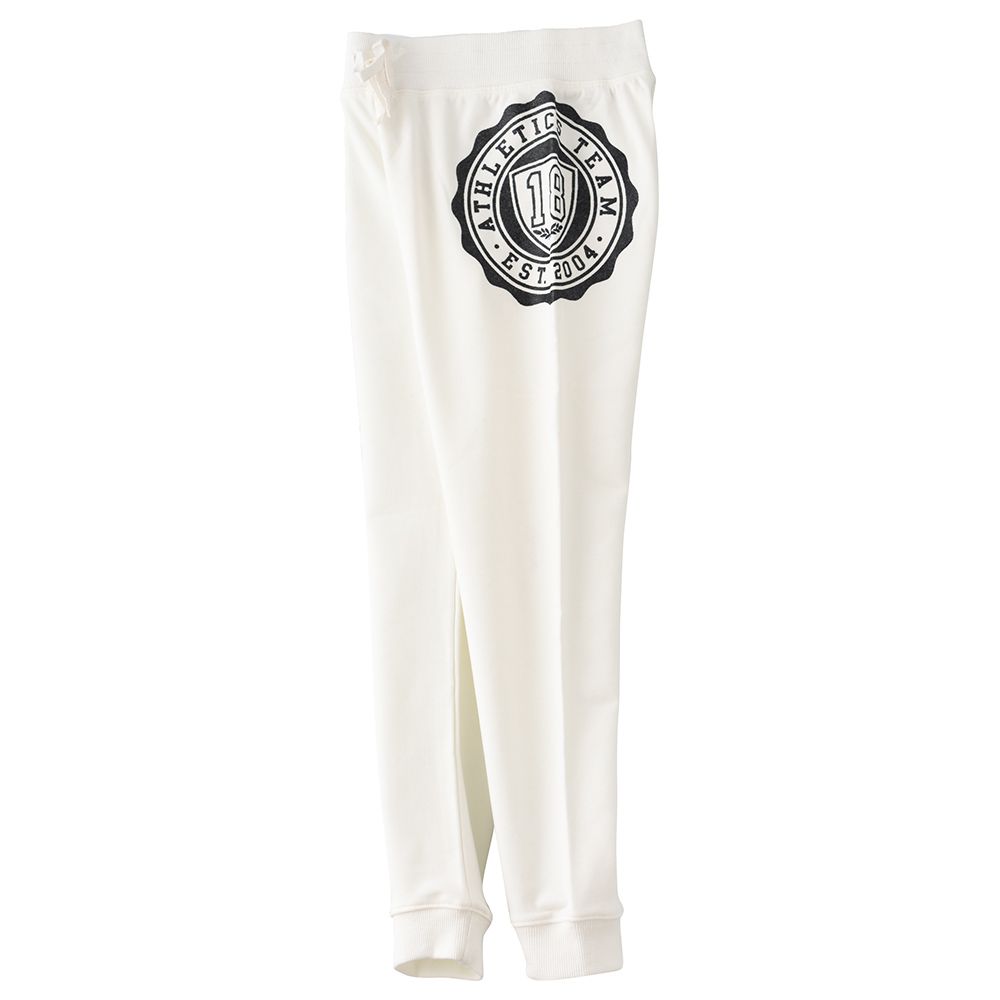 Jelliene - Knit Jogger With Print At Front - White