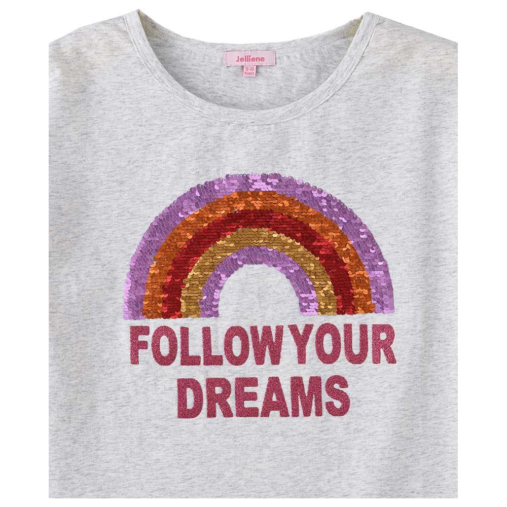 Jelliene - Knit T-Shirt With Rainbow Sequins - Grey