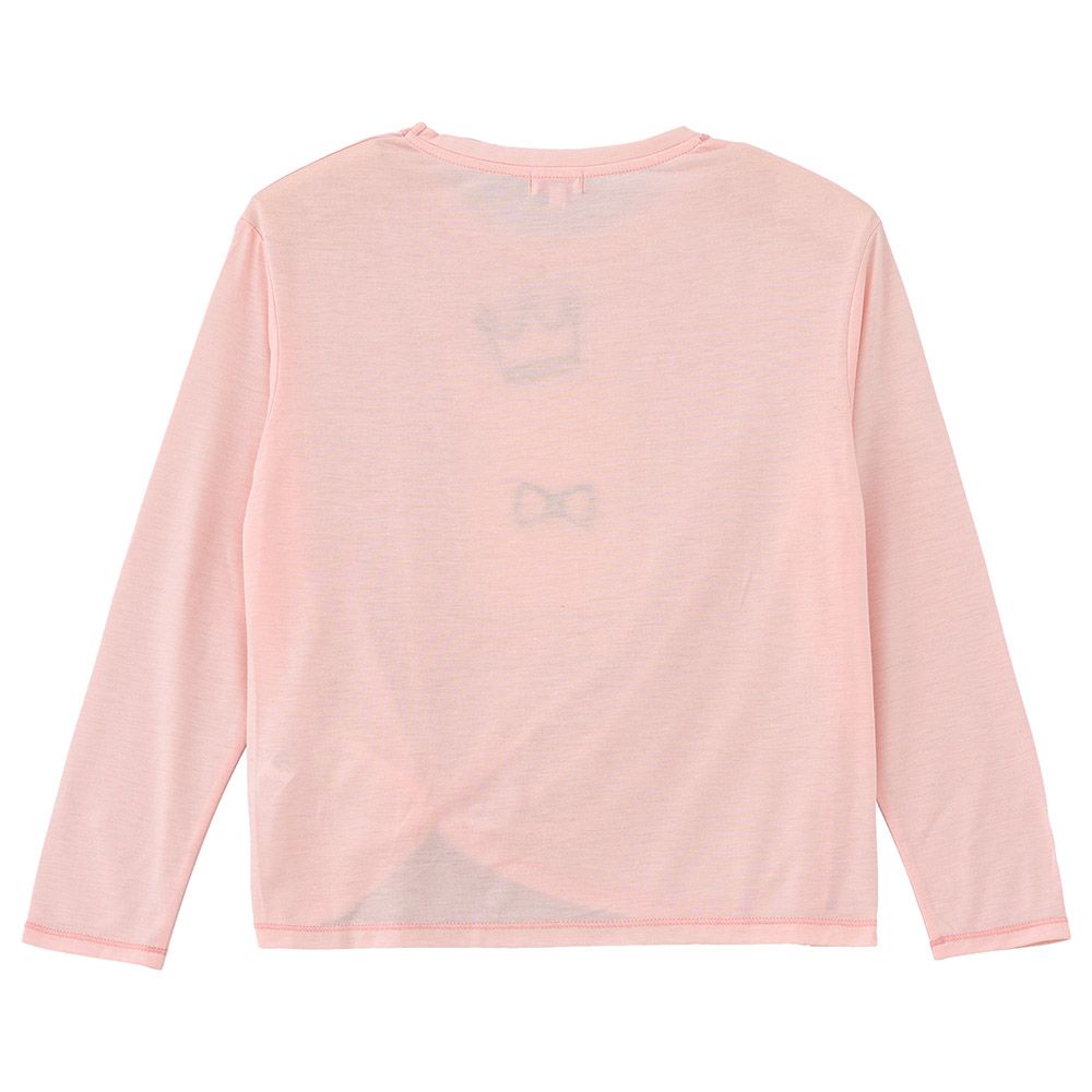 Jelliene - Printed Round Neck F/Slv Knit T-Shirt - Light Pink