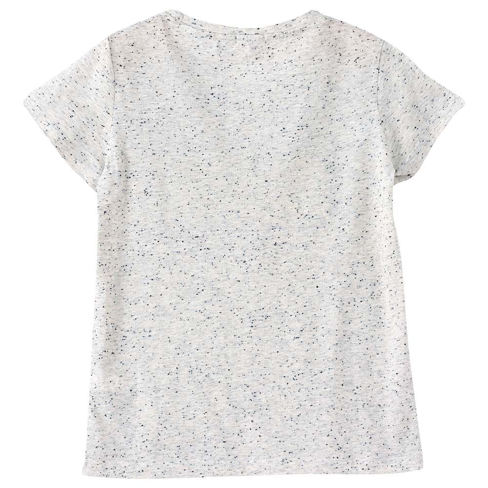 Jelliene - Printed Round Neck S/Slv Knit T-Shirt - Lt. Grey Melange