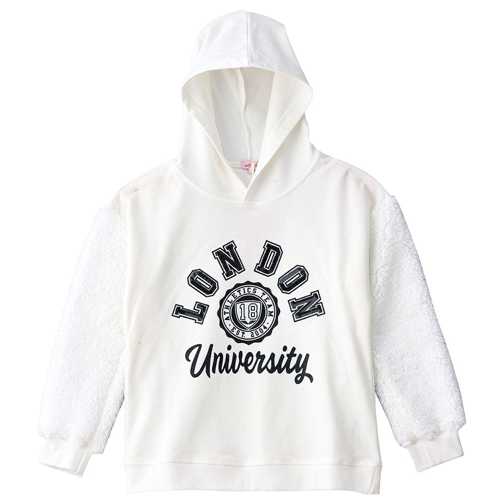 Jelliene - Printed Knit Hooded Sweat Top - White